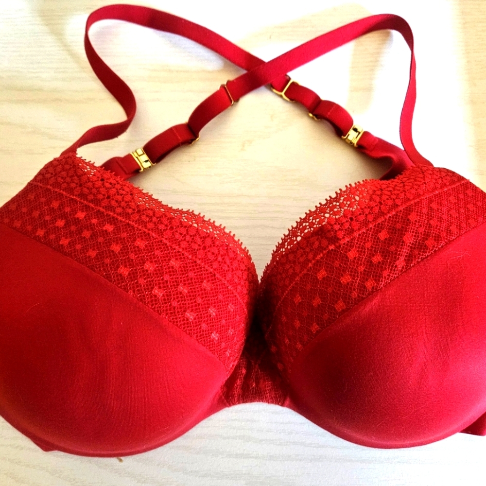Victoria's Secret red lacy padded pushup size 34DD